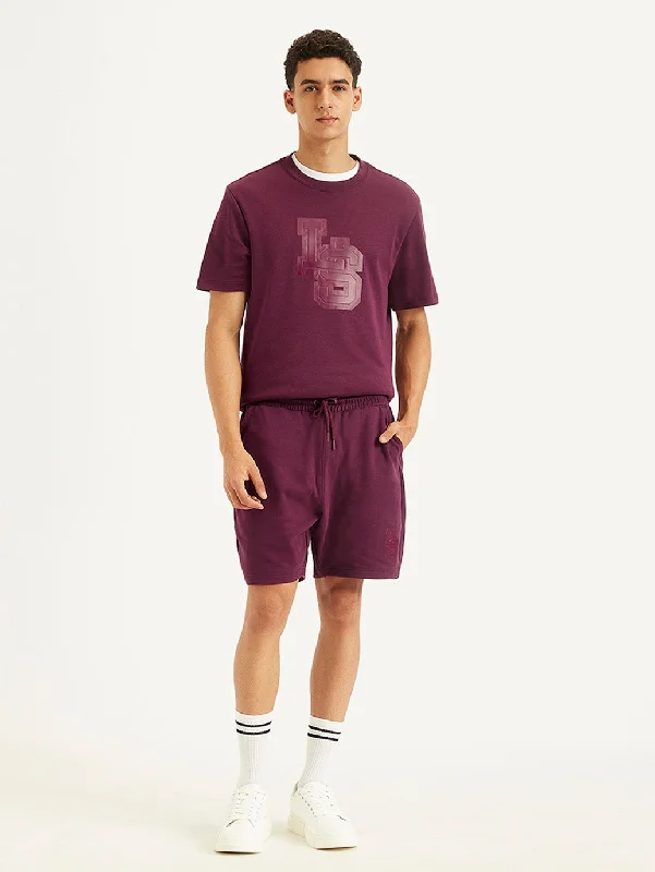 Men's Pants with Patch PocketsMen's Burgundy Regular Fit Shorts