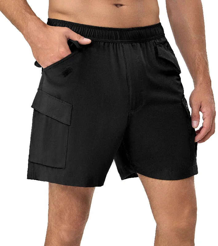 Men's Pants with Faux Leather PatchesMen's Quick Dry Hiking Cargo Shorts Athletic Swim Board Beach Shorts