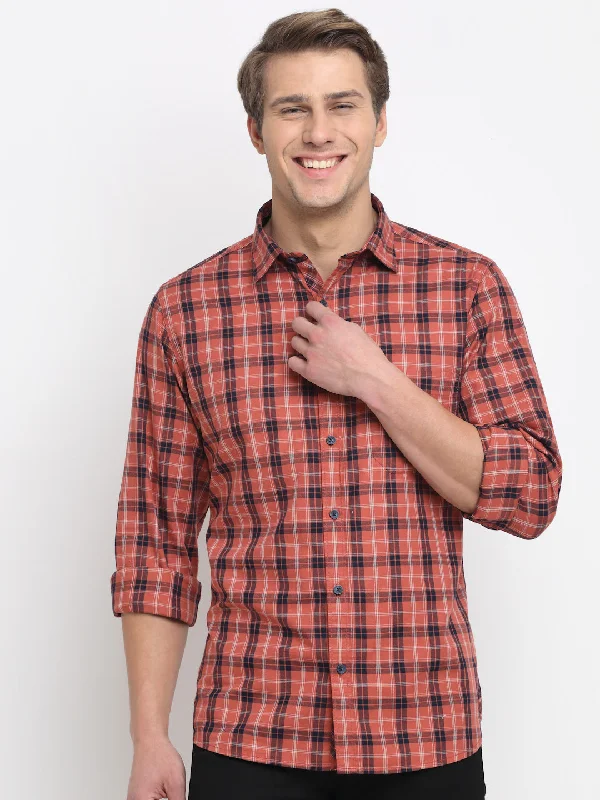 Men's Wrinkle-Free Shirts for Easy CareMen's Red Casual Big Checks Full Sleeve Shirt