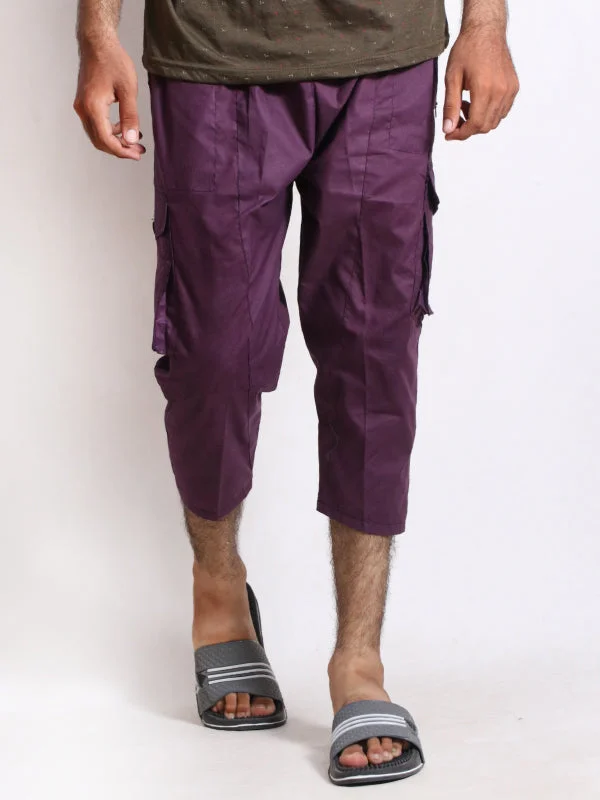 Men's Pants with Functional PocketsMS26 Men's Cargo 3-QTR Short Dark Purple