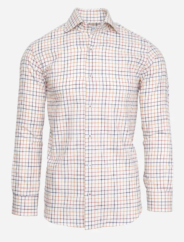 Men's Luxury Shirts for High-End FashionSport Shirt in Tattersall White/Blue/Brown