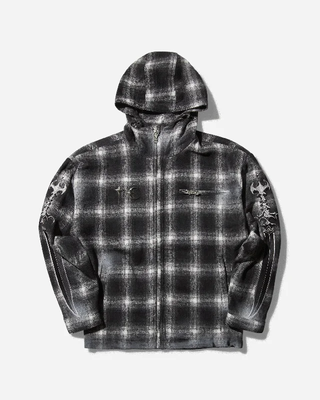 Men's Monochrome Shirts for a Minimalist VibeMen's Arab Sword Flannel Zip-Up Overshirt Black