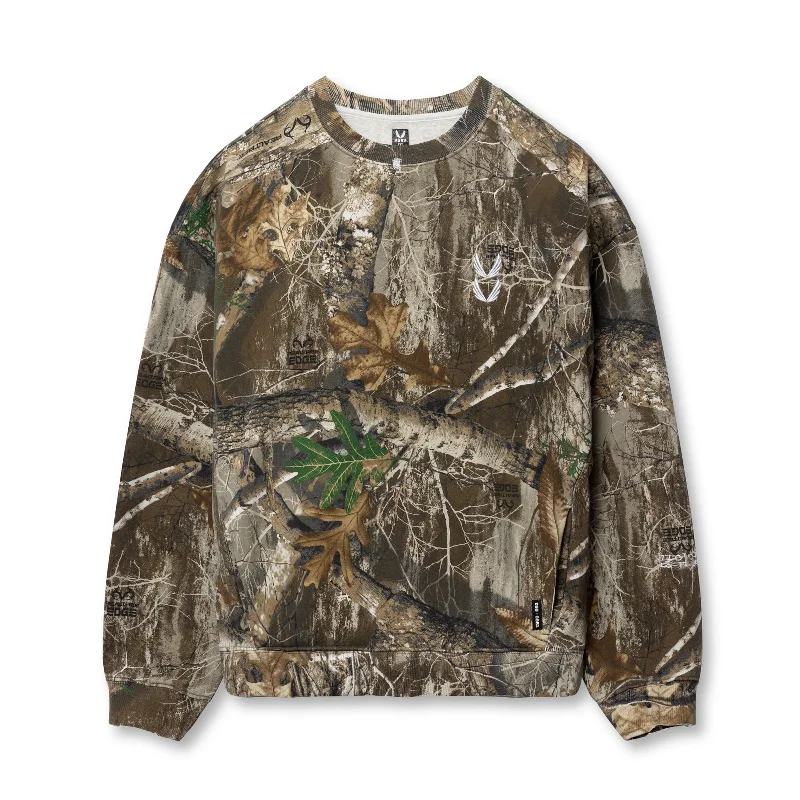 Essential Men's Sports Hoodies0861. Tech Essential™ Distressed Crewneck - Realtree® Camo "Training Division"