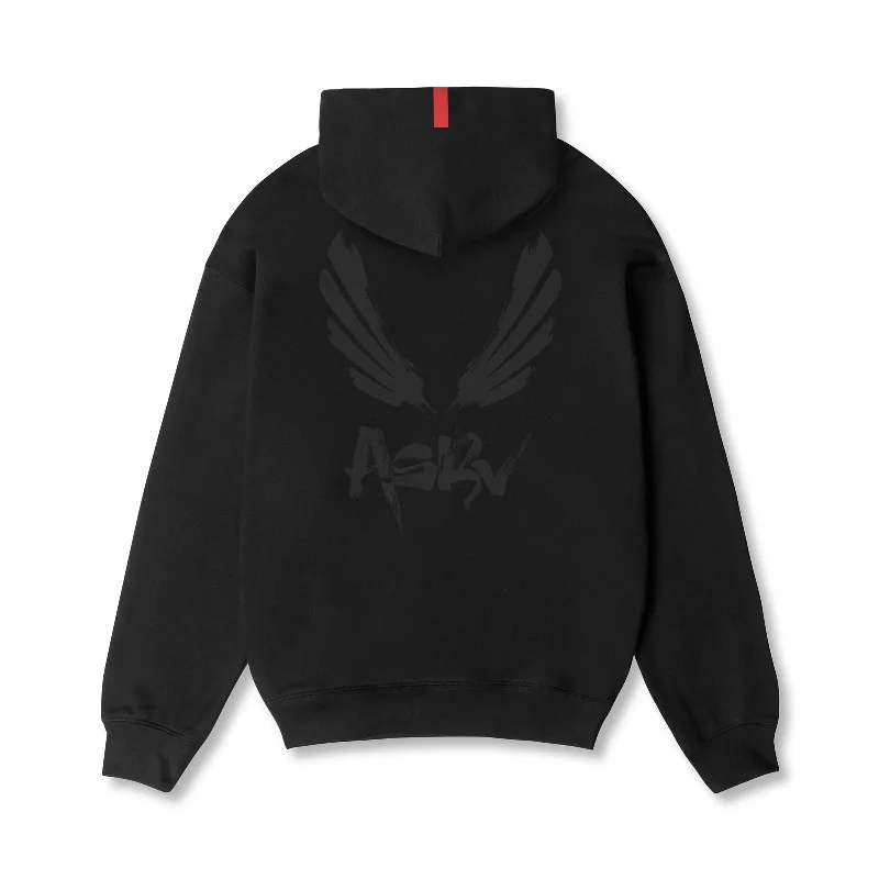 Men's Hoodies with Breathable Fabric0874. Tech-Terry™ Zip Pocket Hoodie  -  Black/Black "Brush Wings/ASRV"