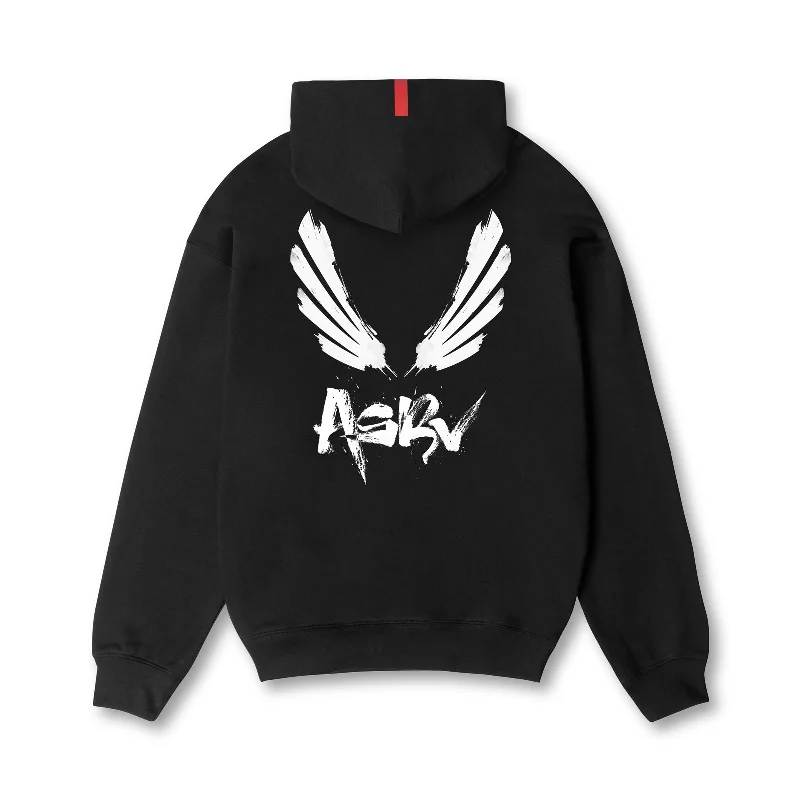 Men's Hoodies for Mild Weather0874. Tech-Terry™ Zip Pocket Hoodie  -  Black "Brush Wings/ASRV"