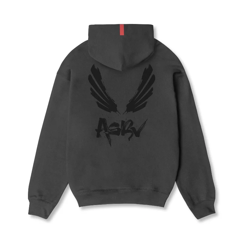 Men's Hoodies with Built-In Headphones0874. Tech-Terry™ Zip Pocket Hoodie  -  Space Grey/Black "Brush Wings/ASRV"