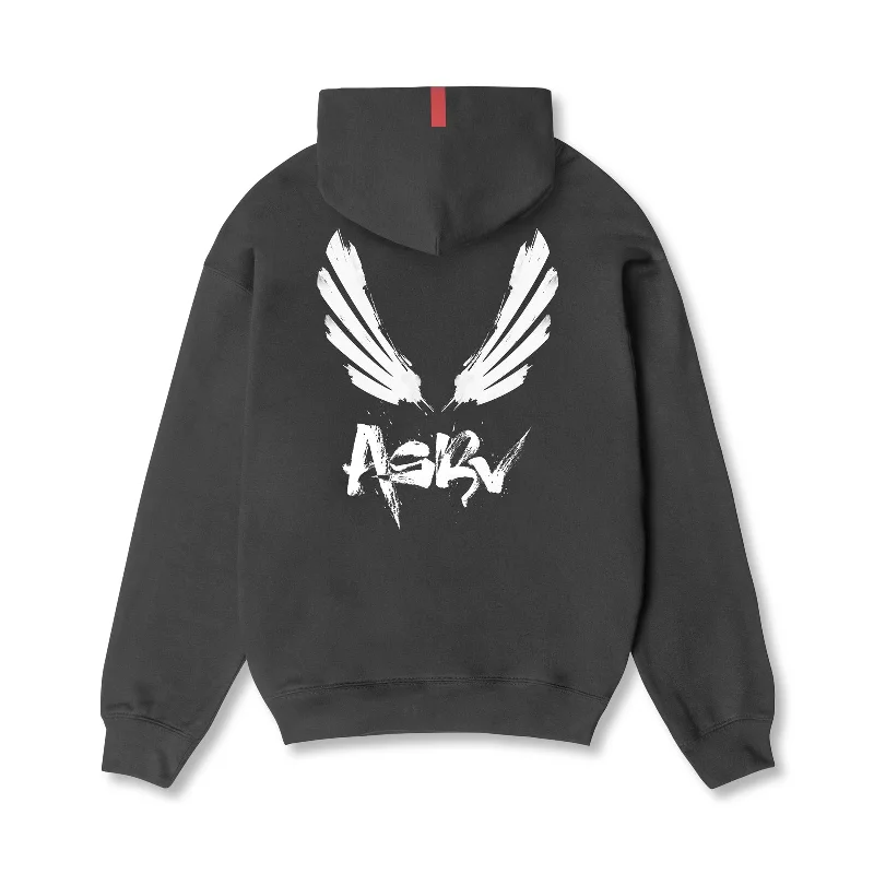 Men's Hoodies for Biking0874. Tech-Terry™ Zip Pocket Hoodie  -  Space Grey/White "Brush Wings/ASRV"