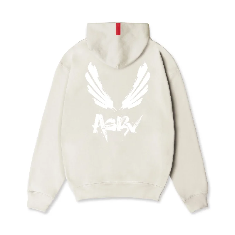 Men's Hoodies for Lounging0874. Tech-Terry™ Zip Pocket Hoodie  -  Stone/White "Brush Wings/ASRV"