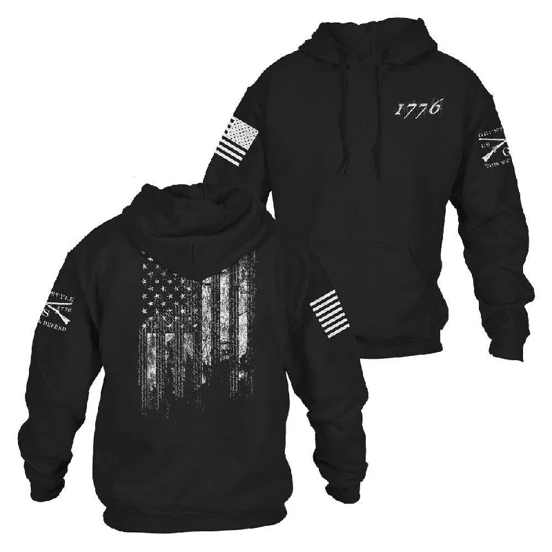 Men's Hoodies with Military Influence1776 Flag Hoodie - Black