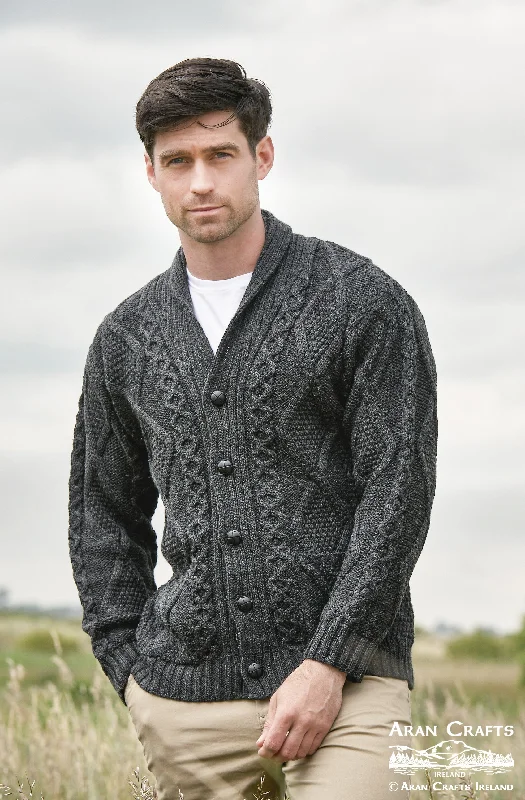 Men's Sweaters with SnapsAran - Men's Kerry Cardigan - Charcoal