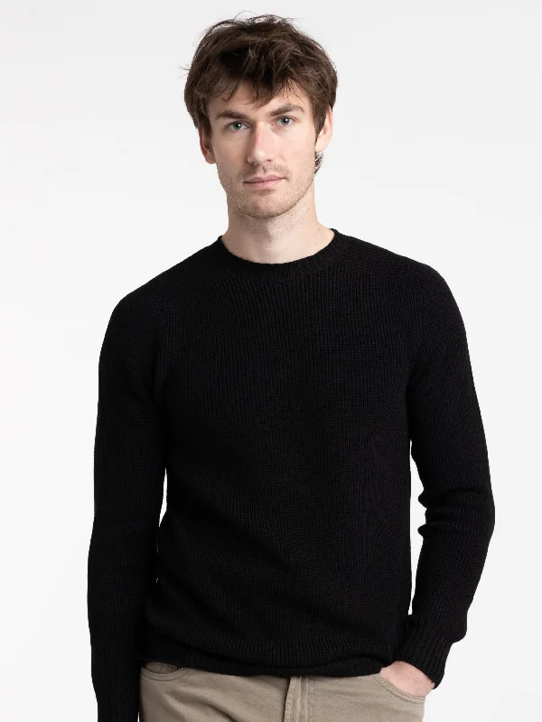 Men's Sweaters with Fair Isle PatternsBlack Rain Wool Crewneck Sweater