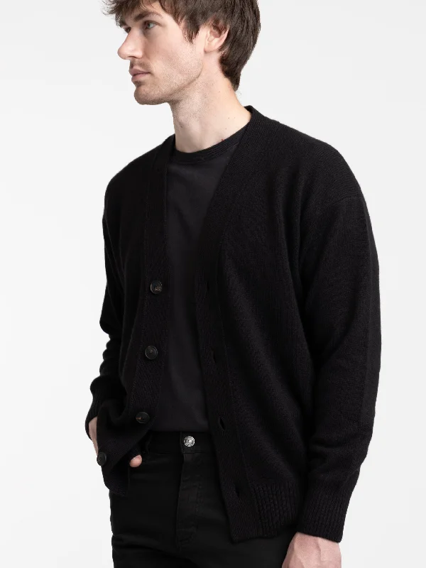 Men's Sweaters with BeadsBlack Wool Cardigan