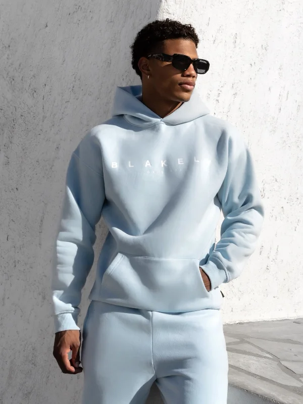 Men's Hoodies with Asymmetric ZippersEvolved Relaxed Hoodie - Light Blue