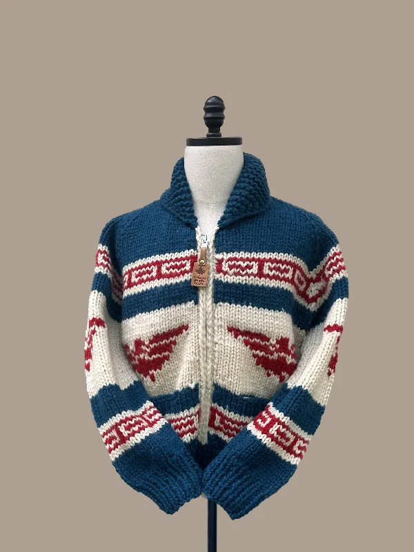 Men's Sweaters with Contrast TrimCanadian Knit Sweater - Dark Blue/Red