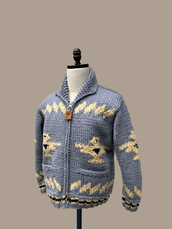 Patterned Men's Fair Isle SweatersCanadian Knit Sweater - Light Blue/ Yellow