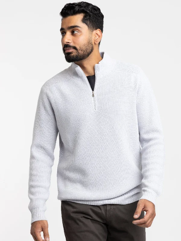 Men's Sweaters with Low-Neck DesignsCloud Purple Ribbed Quarter Zip Sweater