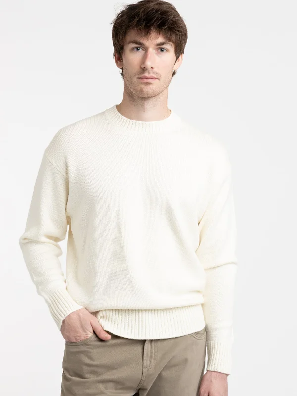 Men's Sweaters for Winter SportsCream White Crewneck Sweater