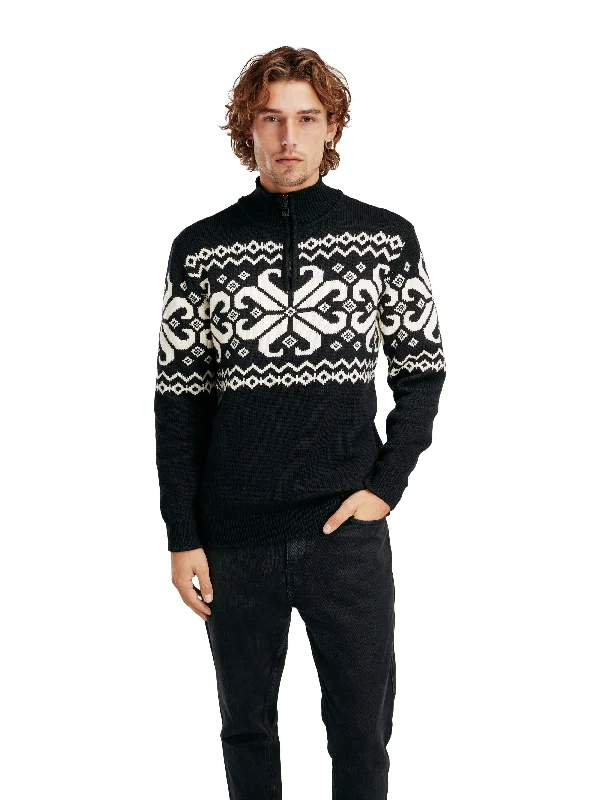 Patterned Men's Fair Isle SweatersDale of Norway - Falkeberg Masculine Sweater - Black