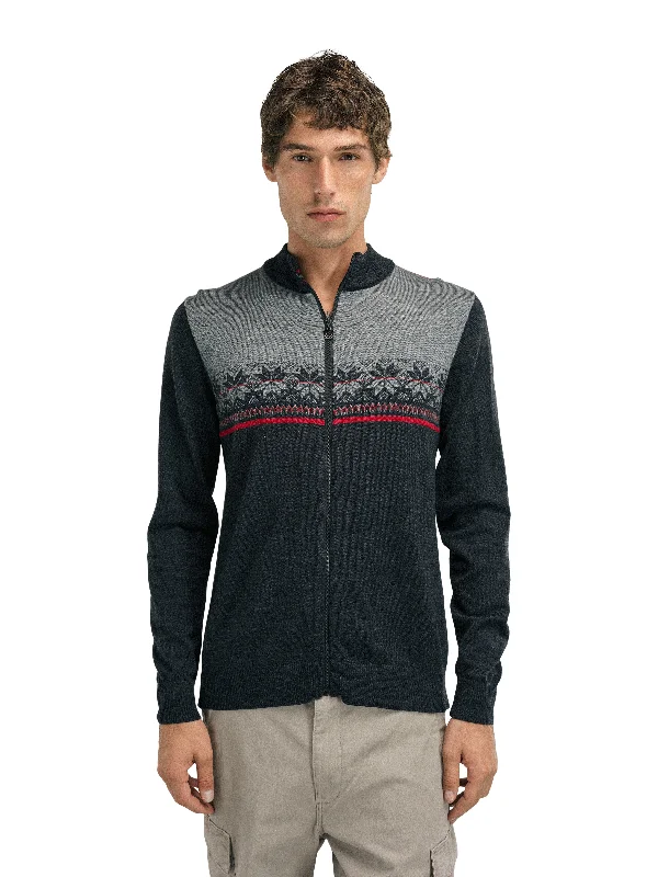 Patterned Men's Fair Isle SweatersDale of Norway - Liberg Men's Jacket - Dark Charcoal/ Smoke