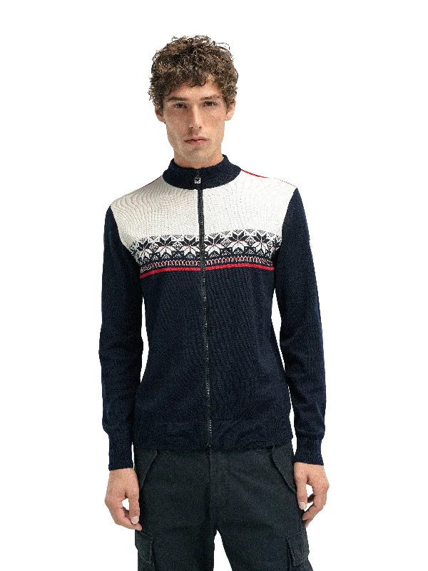 Men's Sweaters with Fair Isle PatternsDale of Norway - Liberg Men's Jacket - Marine/ Off-White