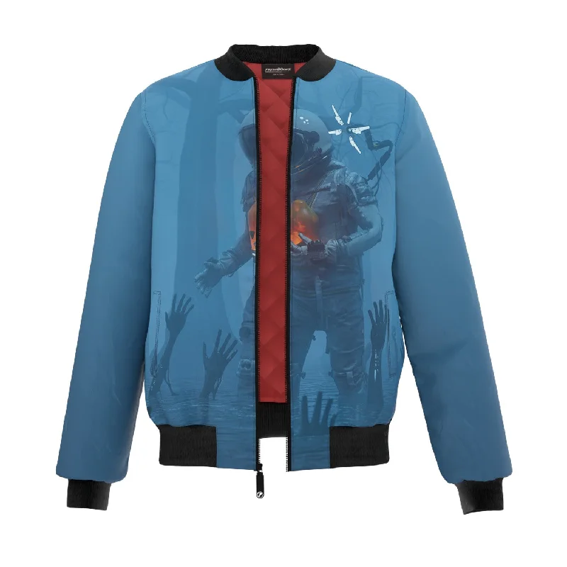 Men's Coats with Reflective StripesDeep Blue Bomber Jacket