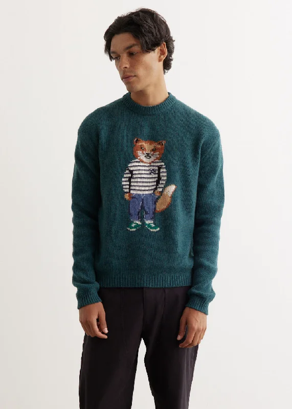 Versatile Men's Zip-Up SweatersDressed Fox Intarsia Jumper