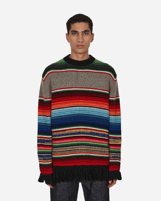 Men's Sweaters with Elastic WaistbandsStripe Crewneck Sweater Multicolor