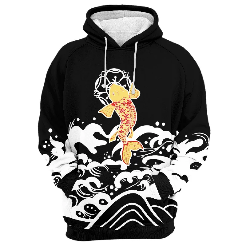 Men's Hoodies for SkiingKoi Fish Black Hoodie