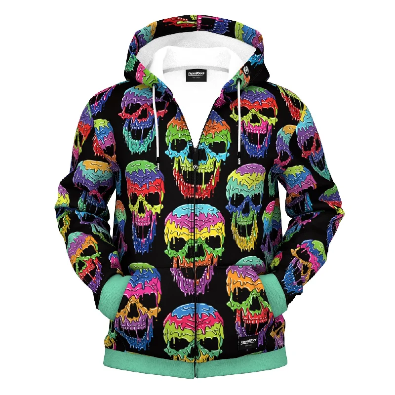 Men's Hoodies with Adjustable HoodsLiquid Skull Zip Up Hoodie