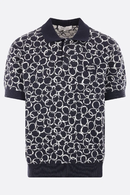 Men's Shirts with Raw-Edge Hemlinespolo Abstract Daisy in jacquard