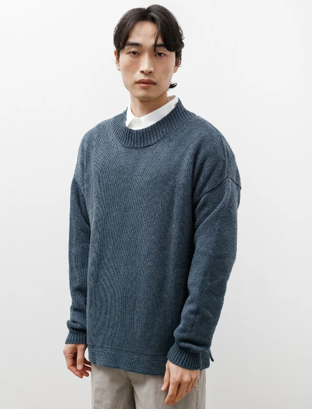 Men's Sweaters with Mock-Neck DesignsFisherman Crew Merino Cotton Teal