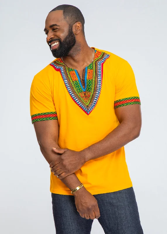 Men's Shirts for CampingMen's African Print Dashiki T-Shirt (Gold)