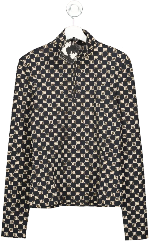 Men's Shirts with High NecksMISBHV Black Monogram Slim Longsleeve BNWT UK XS