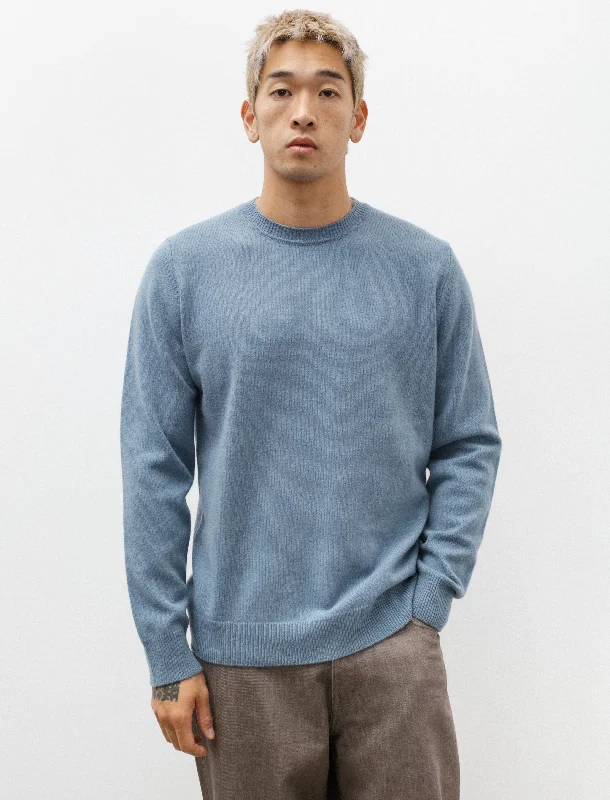 Solid-Colored Men's SweatersSigfred Merino Lambswool Sweater Stone Blue