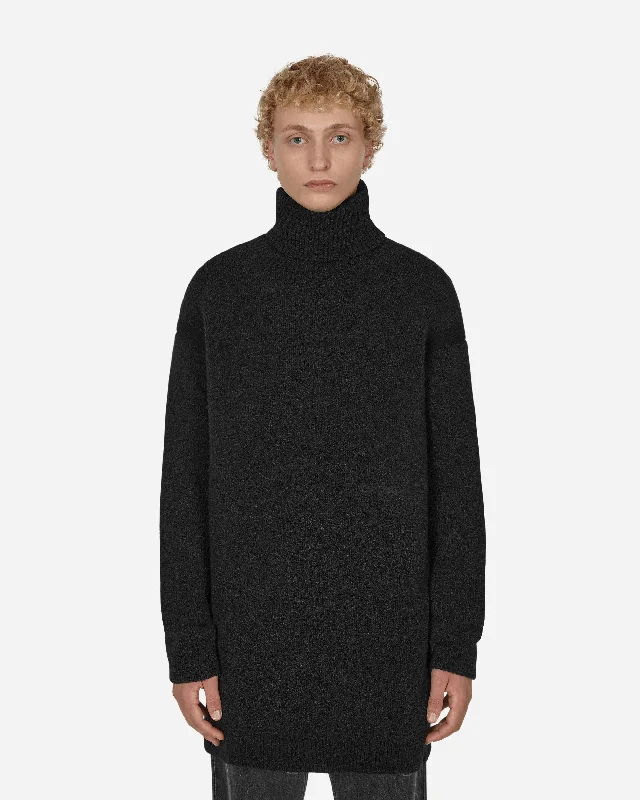 Men's Sweaters with PocketsMicro Bouclé Knit Turtleneck Black