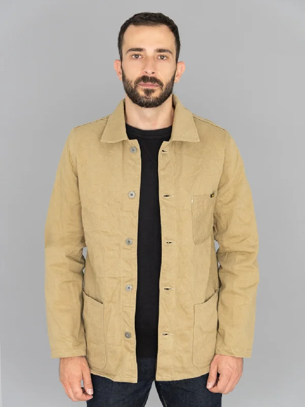 Classic Men's Trench CoatsONI Denim 03501-KHBESF "Super Low Tension Khaki-Beige" 12oz Coverall Jacket