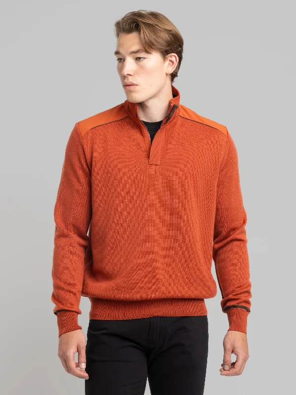 Trendy Men's Oversized SweatersOrange Quarter Zip Knit