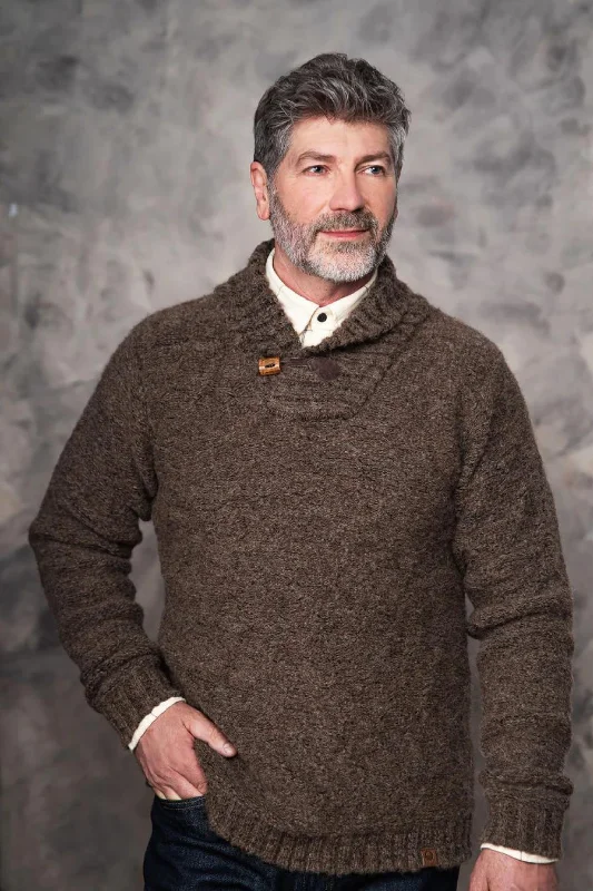 Striped Men's SweatersOrizon - Appalaches Men's Sweater - Taupe Brown