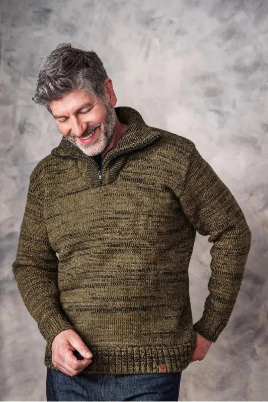 Men's Sweaters with Zippered PocketsOrizon - Robson Sweater - Olive Green