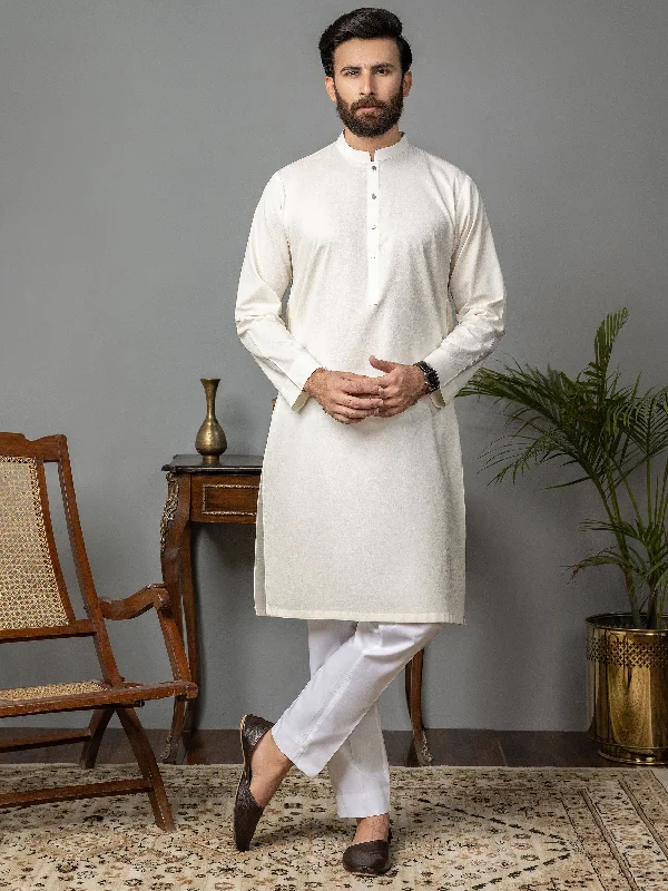 Men's Shirts with Wingtip CollarsSelf Jacquard Kurta