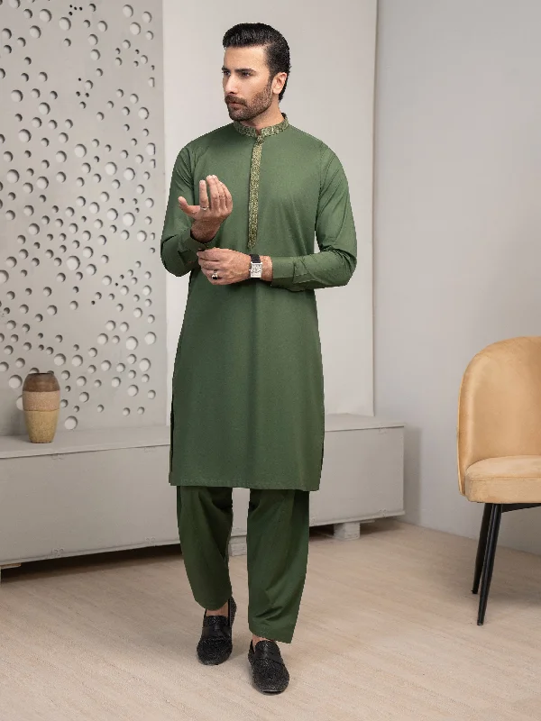 Men's Shirts with Mandarin CollarsCotton Suit-Embroidered