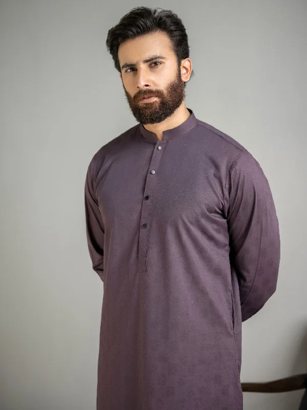 Men's Shirts with Short PlacketsSelf Jacquard Kurta