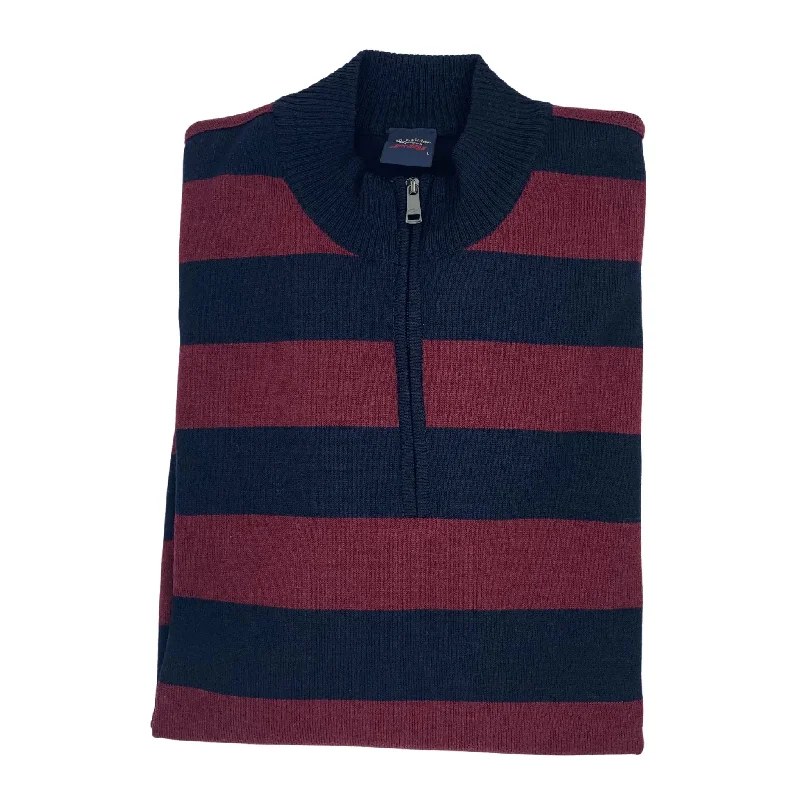 Lightweight Men's Cardigan SweatersPaul & Shark Stripe Zip Polo Sweater