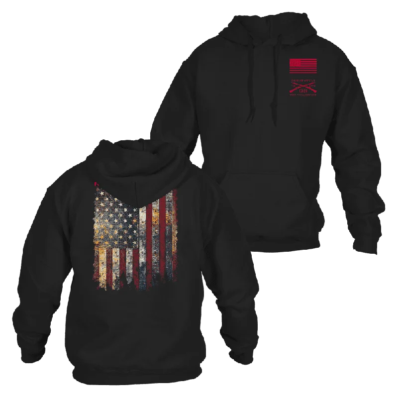 Men's Hoodies with Hidden PocketsRed Blood Blue Collar® Hoodie - Black