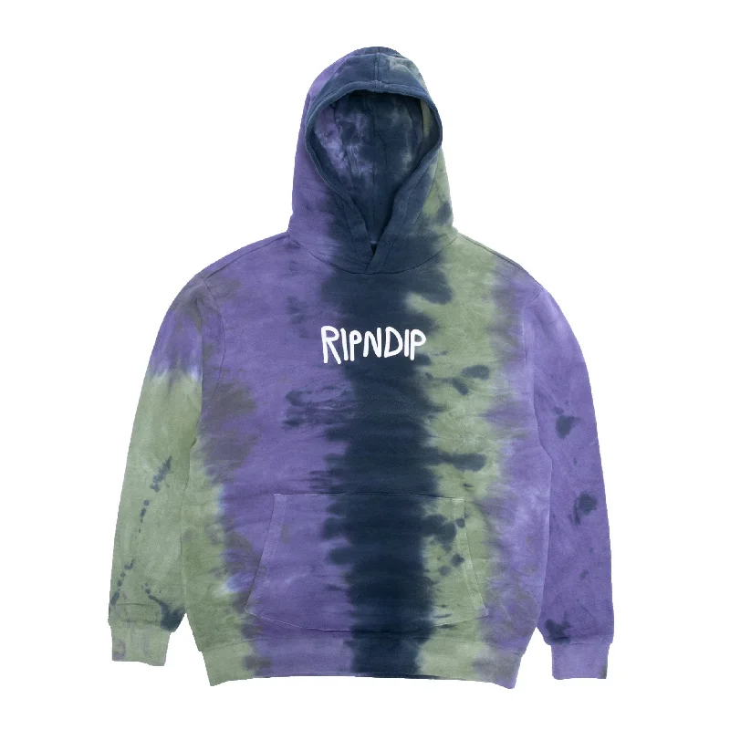 Men's Hoodies with Vintage StyleRipndip Rubber Logo Hoodie (Sage/Slate Tie Dye)