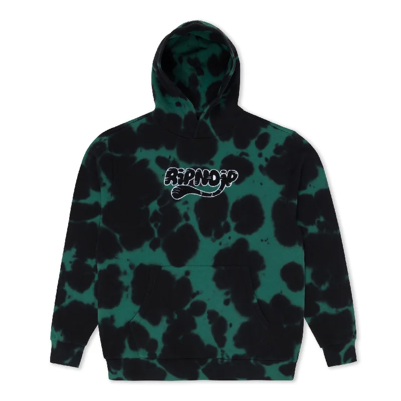 Men's Hoodies with Zippered PocketsRipntail Hoodie (Green/Black Tie Dye)