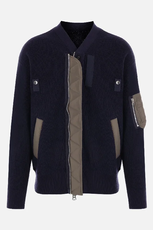 Men's Shirts with Graphic Sleevescotton blend full-zip cardigan