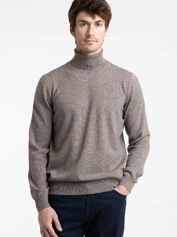 Men's Sweaters for WinterSand Wool Roll Neck