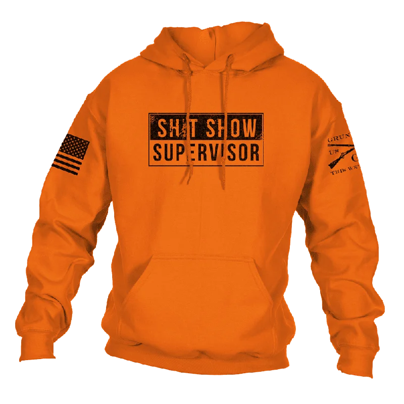 Men's Hoodies with Appliqué DetailsSh*t Show Supervisor Hoodie - Safety Orange