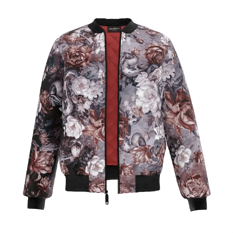 Men's Coats with Quilted LiningSkull Serpent Serenade Bomber Jacket